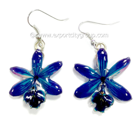 Epidendrum Orchid Jewelry Earring (Navy Blue)