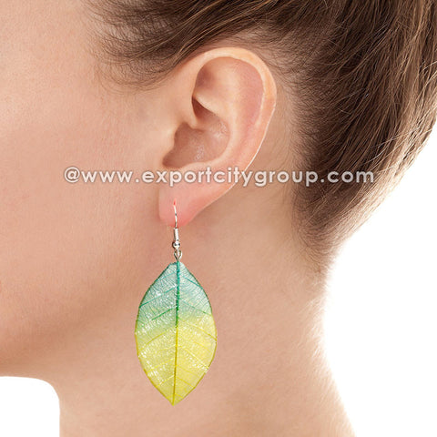 Real Leaf Jewelry Earring (Green Yellow)