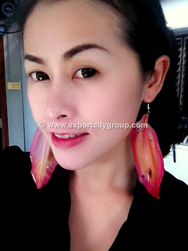 Lily Real Flower Jewelry Earring (Pink)