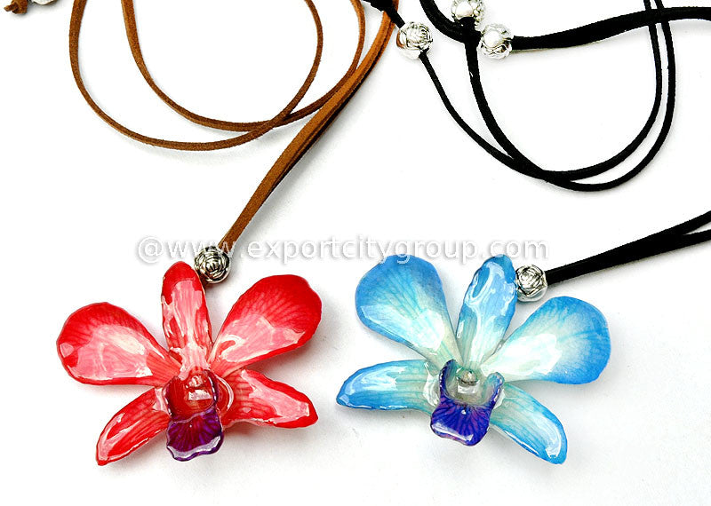Lucy "Dendrobium" Orchid Pendant (Yellow / Red)