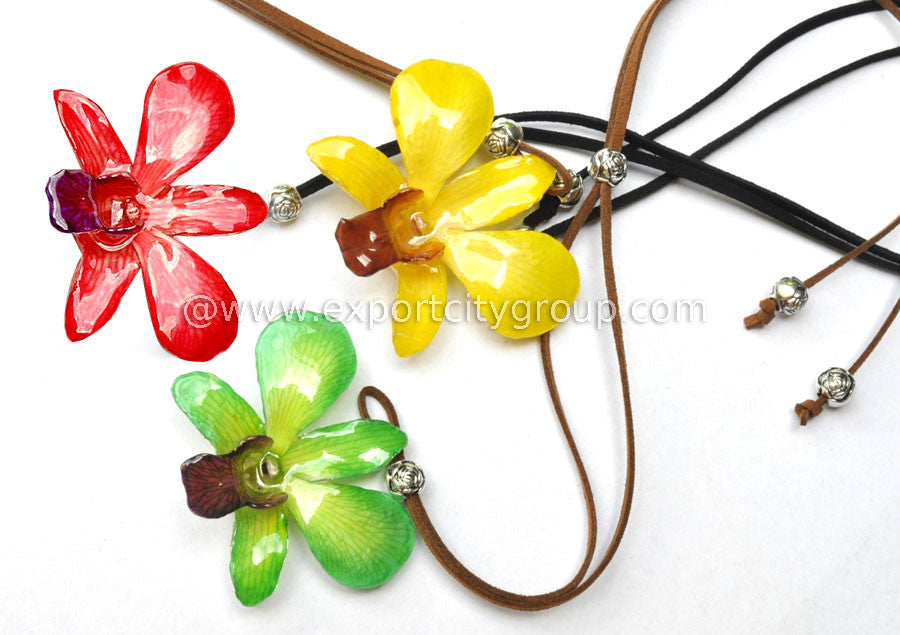 Lucy "Dendrobium" Orchid Pendant (Green / Yellow)