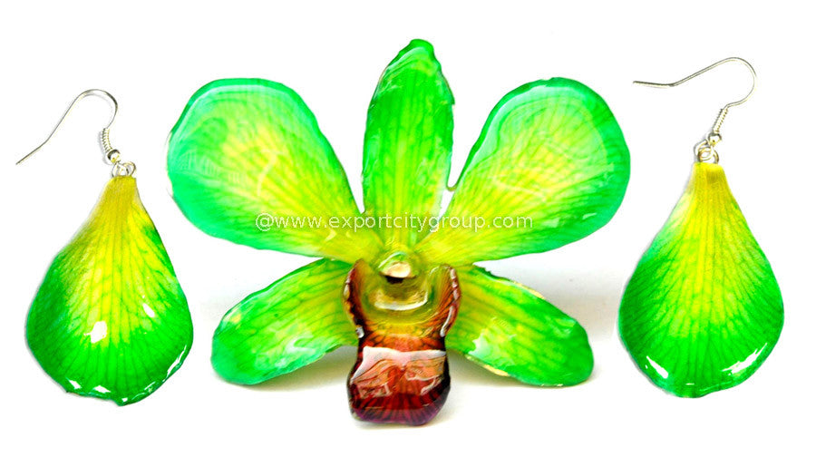 Lucy "Dendrobium" Orchid Pendant (Green)