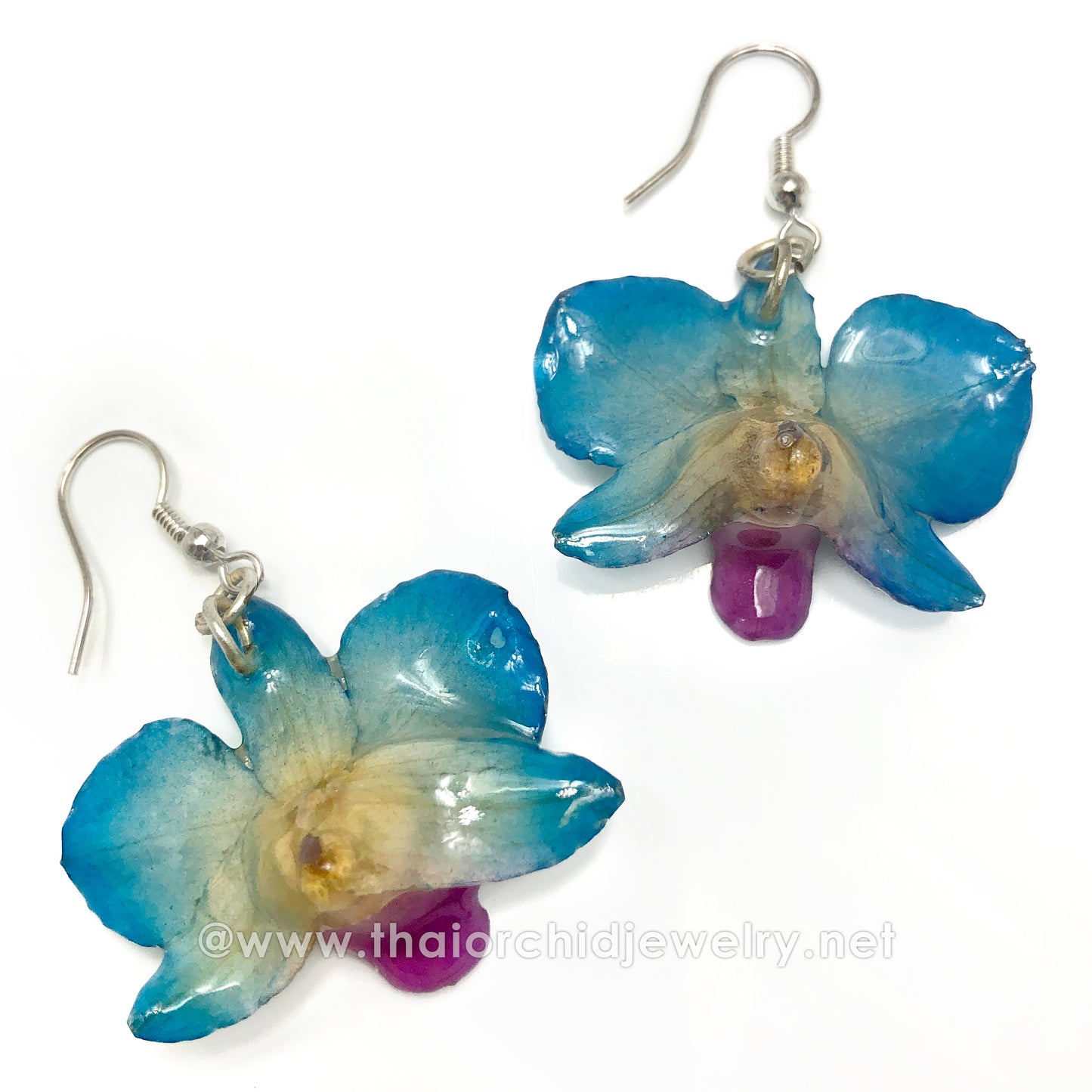 Mini "Diamond" Dendrobium Orchid Earring (Blue)