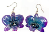 Mini "Diamond" Dendrobium Orchid Earring (Purple/Navy)