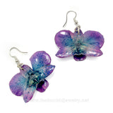 Mini "Diamond" Dendrobium Orchid Earring (Purple/Navy)