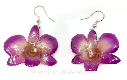 Mini "Diamond" Dendrobium Orchid Earring (Purple)