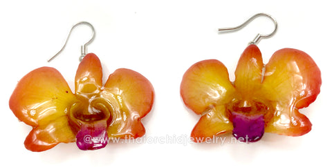 Mini "Diamond" Dendrobium Orchid Earring (Yellow)