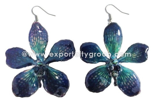 Mokara Orchid Jewelry Earring (Navy Blue)