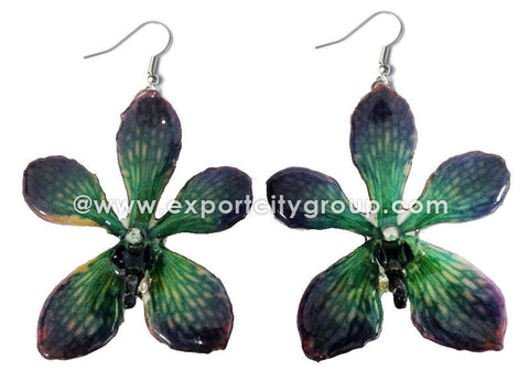 Mokara Orchid Jewelry Earring (Dark Green)
