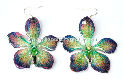 Mokara Orchid Jewelry Earring (Purple Green)