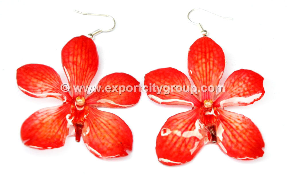Mokara Orchid Jewelry Earring (Red)