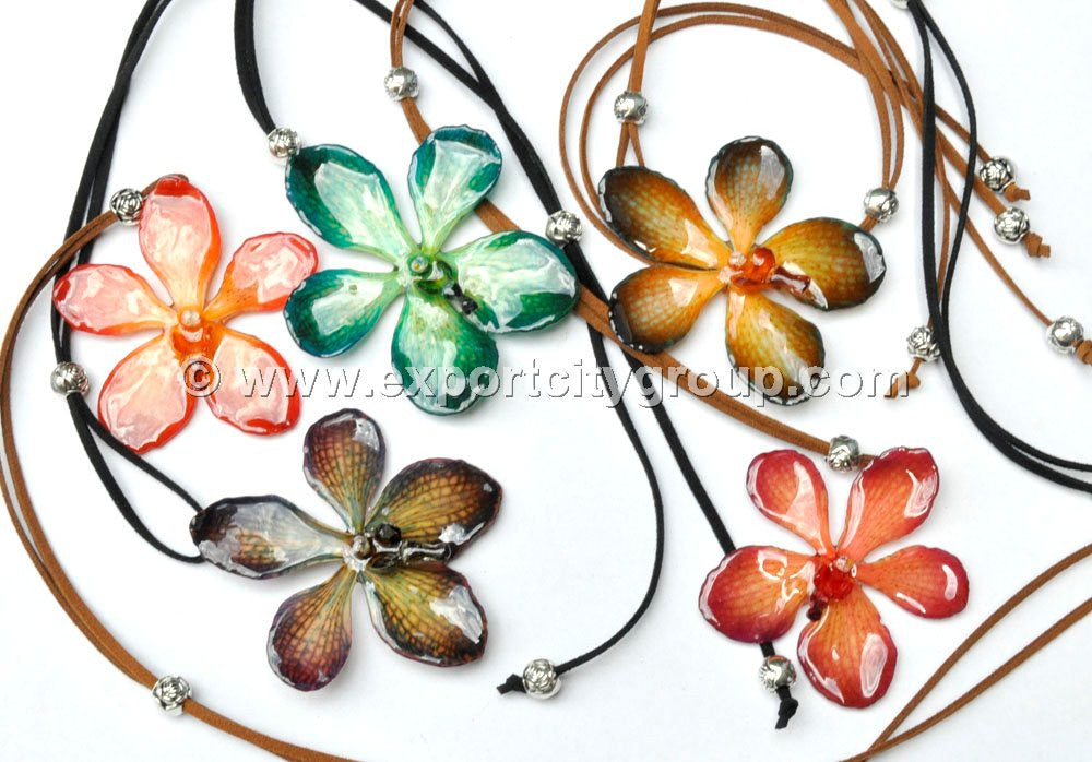 Mokara Orchid Jewelry Pendant (Orange 2 Tone)