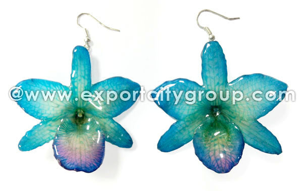 Nobile "Dendrobium" Orchid Jewelry Earring (Blue)