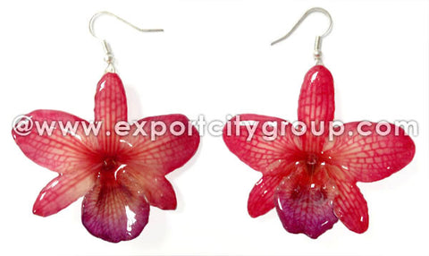 Nobile "Dendrobium" Orchid Jewelry Earring (Red)