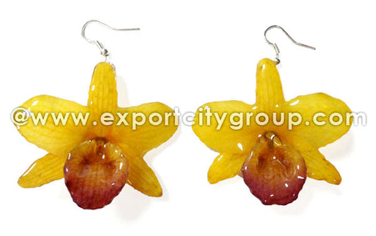 Nobile "Dendrobium" Orchid Jewelry Earring (Yellow)