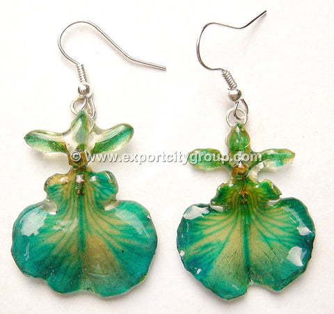 Oncidium Orchid Jewelry Earring "Full" (Green Turquoise)