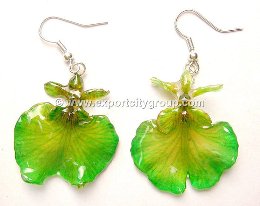 Oncidium Orchid Jewelry Earring "Full" (Green)