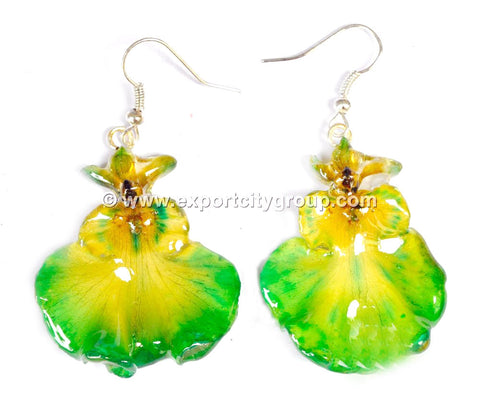 Oncidium Orchid Jewelry Earring "Full" (Yellow Green)