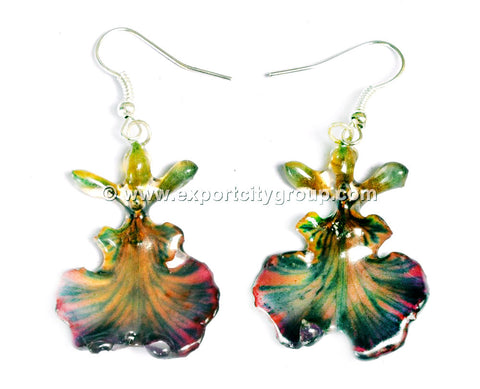 Oncidium Orchid Jewelry Earring "Full" (Purple 2Tone)