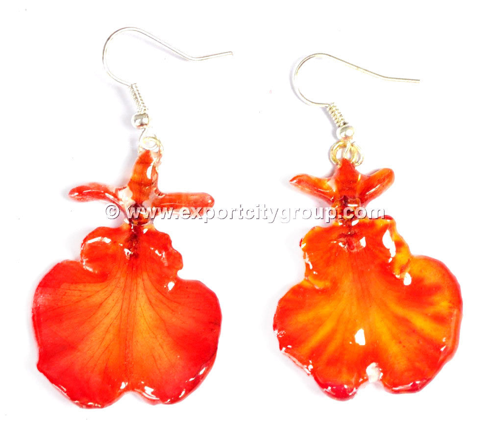 Oncidium Orchid Jewelry Earring "Full" (Red)