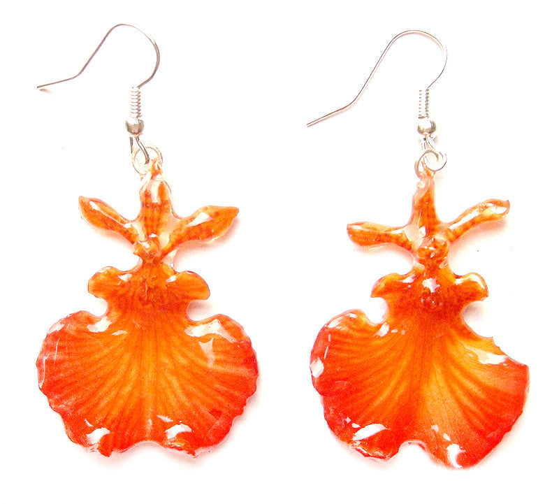 Oncidium Orchid Jewelry Earring "Full" (Orange)