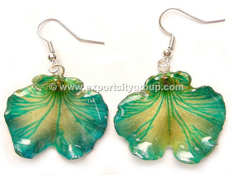 Oncidium Orchid Jewelry Earring "Short" (Green Turquoise)
