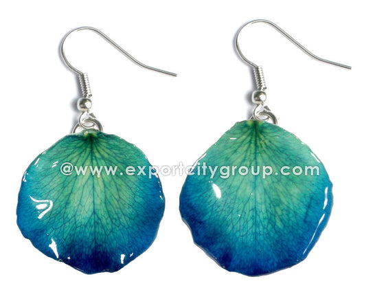 ROSE Petal Real Flower Jewelry Earring (Blue Turquoise)