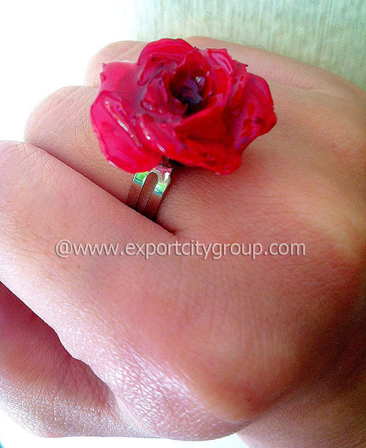 ROSE Real Flower Jewelry Ring (Red)