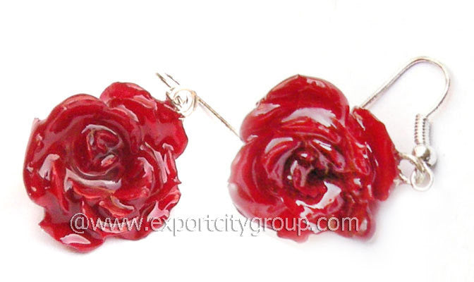 ROSE Real Flower Jewelry Earring (Red)