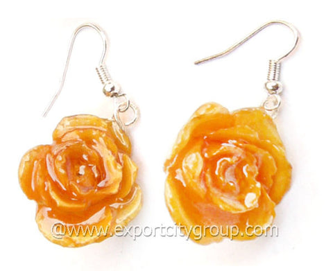 ROSE Real Flower Jewelry Earring (Yellow)