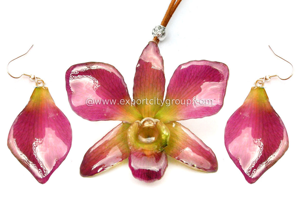 Sonia "Dendrobium" Orchid Pendant (Purple Fuchsia Green)