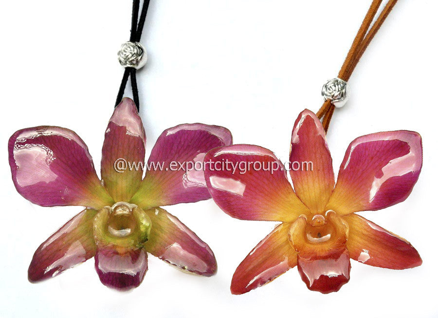 Sonia "Dendrobium" Orchid Pendant (Purple Fuchsia Green)