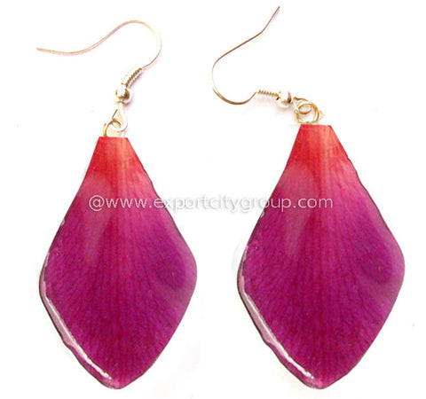 Sonia "Dendrobium" Orchid Petal Earring (Purple Red)