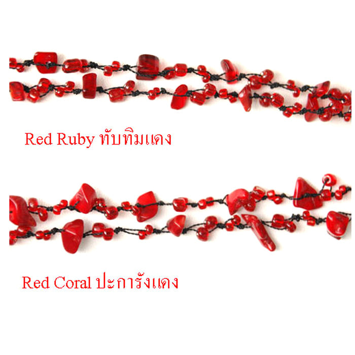 DIY Stone Beads Necklace - Red Ruby (Exclude Flower)