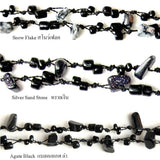 DIY Stone Beads Necklace - Black Agate (Exclude Flower)