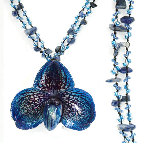 DIY Stone Beads Necklace - Blue Lapis (Exclude Flower)