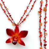 DIY Stone Beads Necklace - Orange Agate (Exclude Flower)