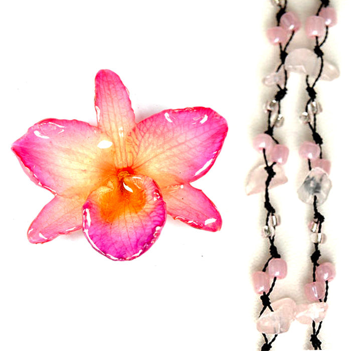 DIY Stone Beads Necklace - Rose Quartz (Exclude Flower)