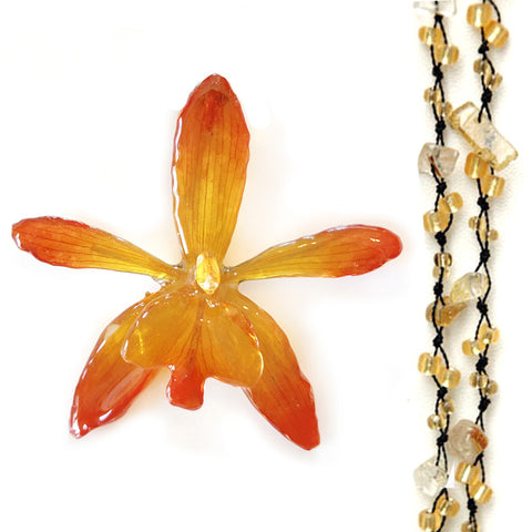 DIY Stone Beads Necklace - Rutile Quartz Golden Silk (Exclude Flower)