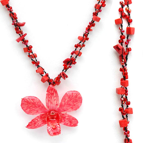 DIY Stone Beads Necklace - Red Coral (Exclude Flower)