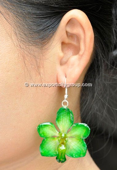 IN STOCK - Vanda Orchid Jewelry Earring (Green Yellow)