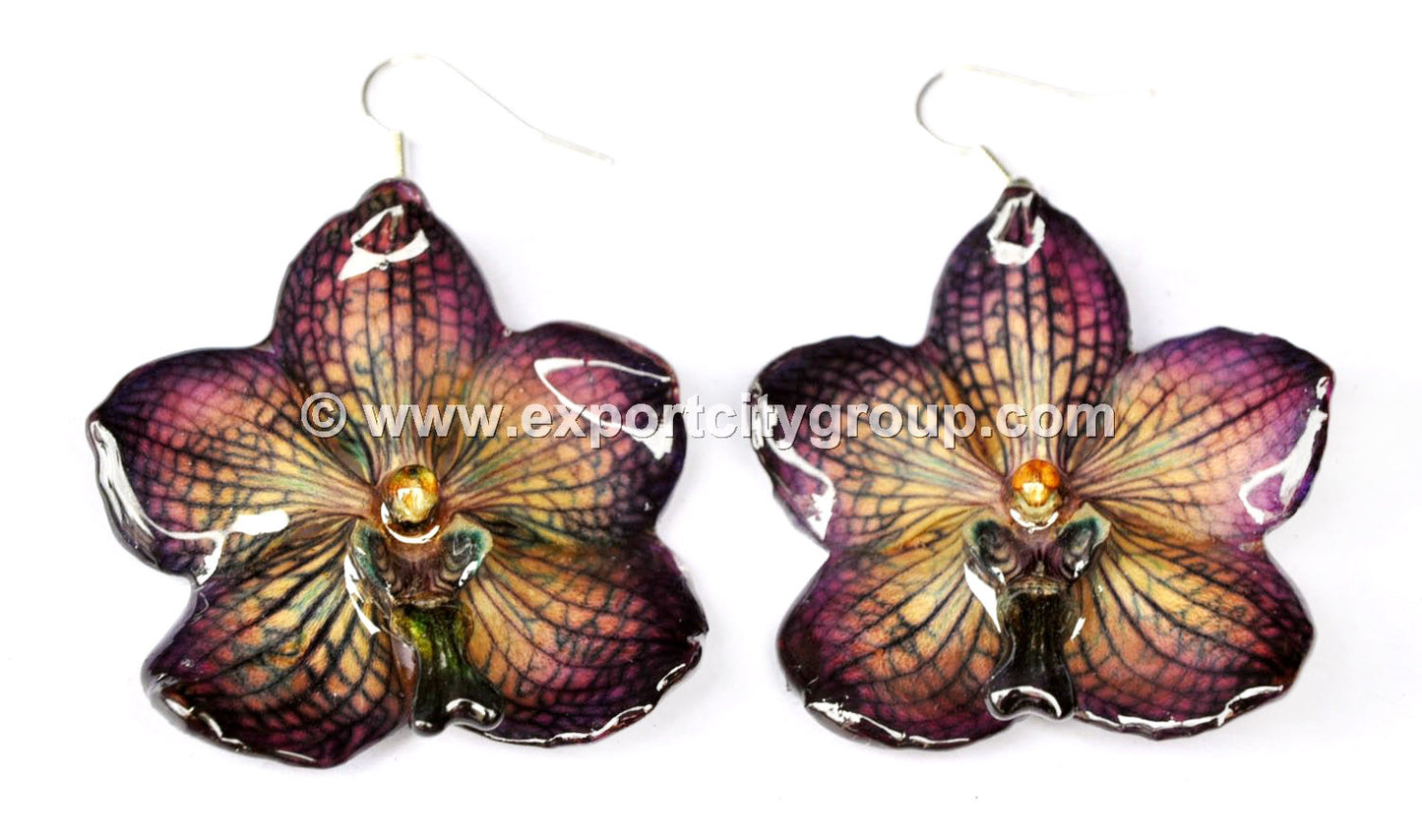 Vanda Orchid Jewelry Earring (Dark Purple)