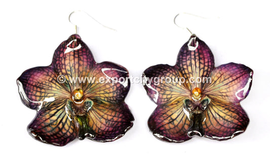 Vanda Orchid Jewelry Earring (Dark Purple)