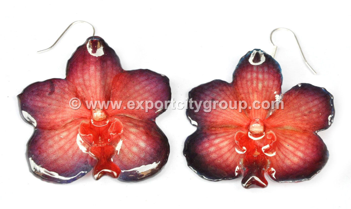 Vanda Orchid Jewelry Earring (Red 2 Tone)