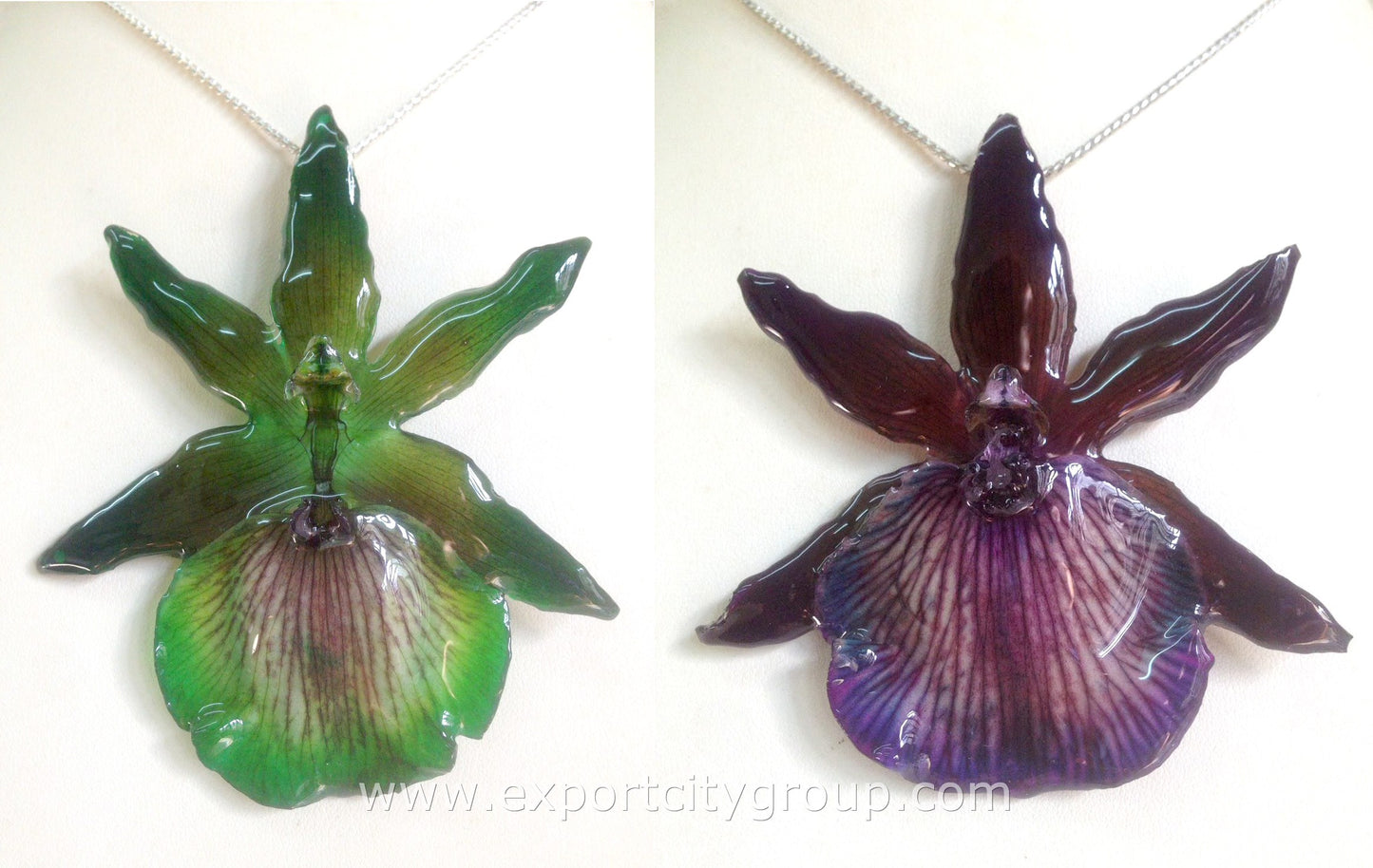Zygopetalum Real Orchid Jewelry Pendant (Green)